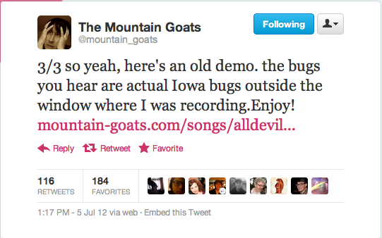 John Darnielle tweets about new song